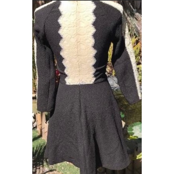 Rachel Roy Black Dress with Cream Lace on sleeves and back. Zip back Size 10. - Picture 2 of 4